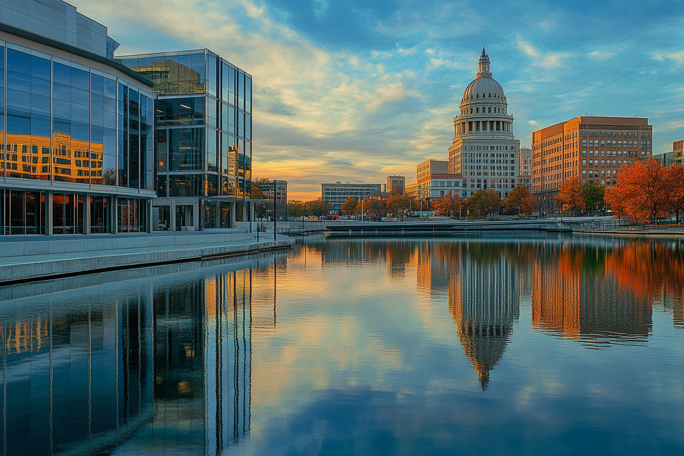 Panoramic View of Lansing's Historic and Modern Buildings