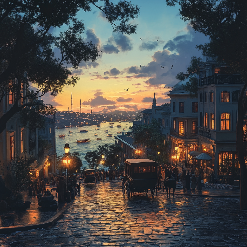 Past 1900s Istanbul City View 3D Render