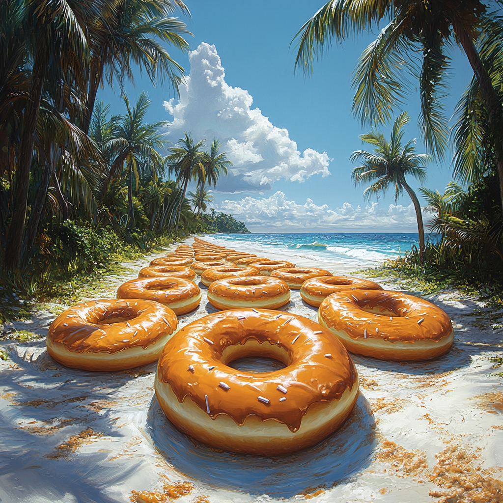 Path of Growing Donuts in Tropical Paradise