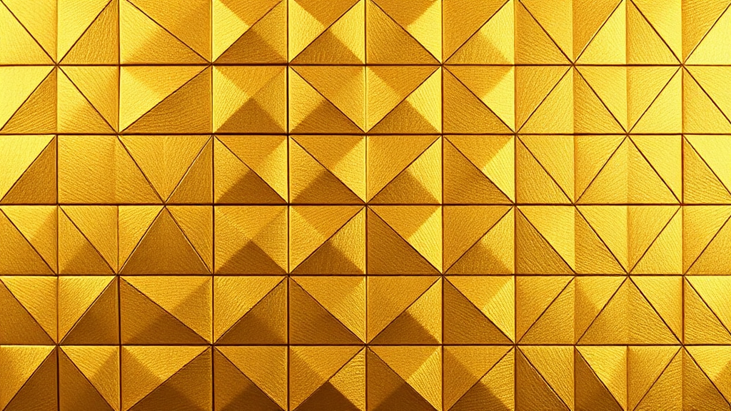 Pattern with gold and bronze triangles and hexagons.