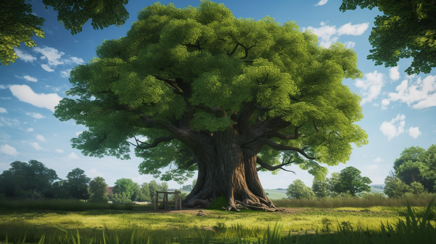 Peaceful Nature Scene: Majestic Tree in Open Field