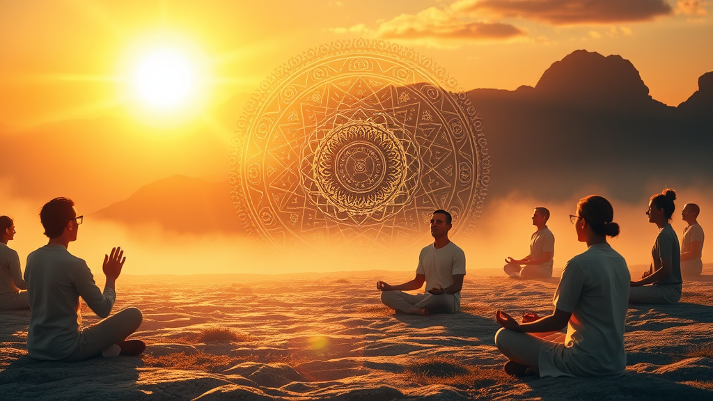 People Meditating, Embracing Universal Love and Consciousness