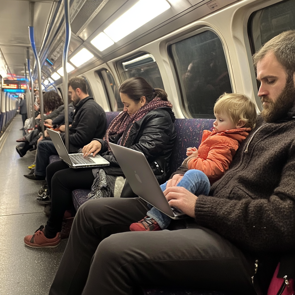 People on Bakerloo line train in London Underground