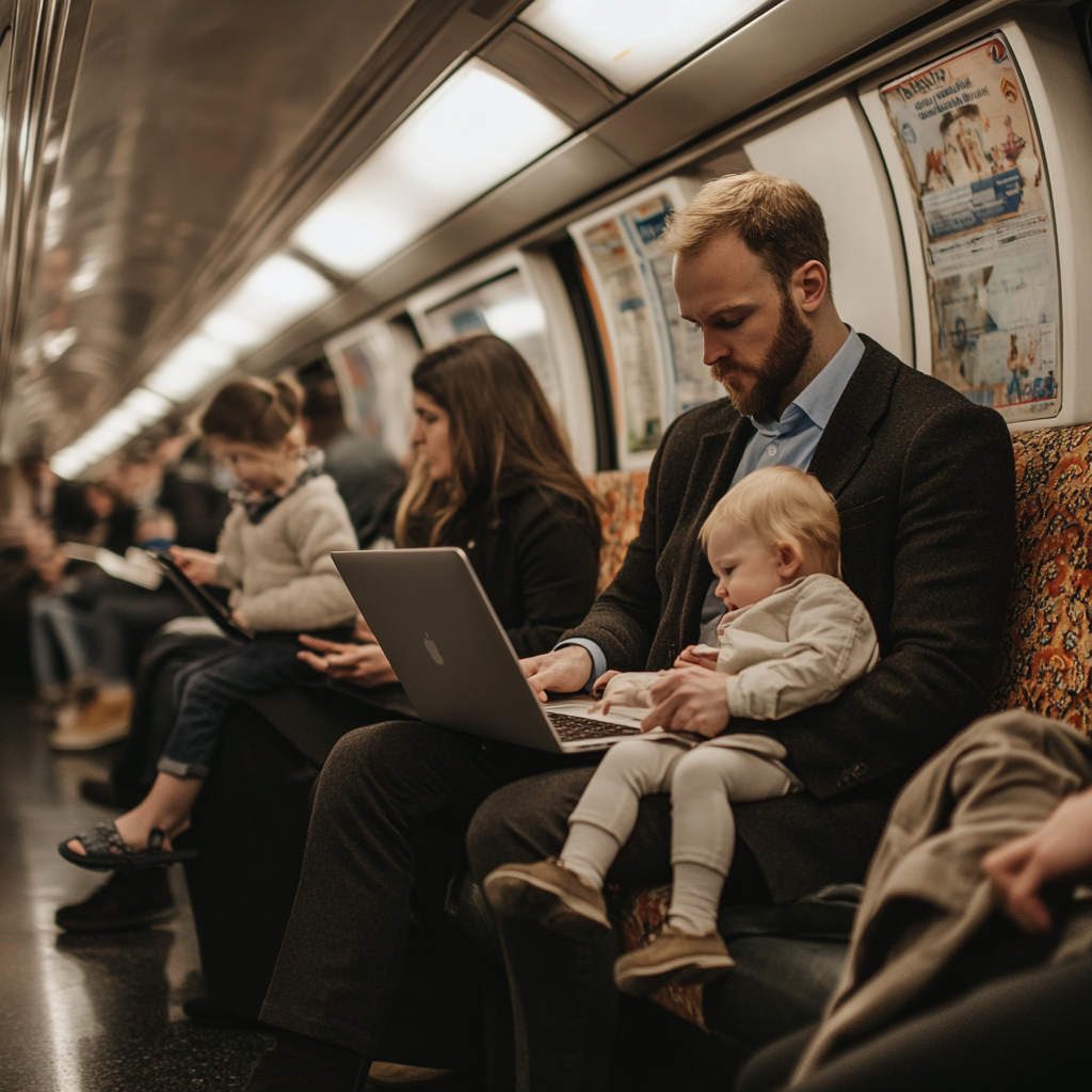 People on the Train: Busy London Underground Scene