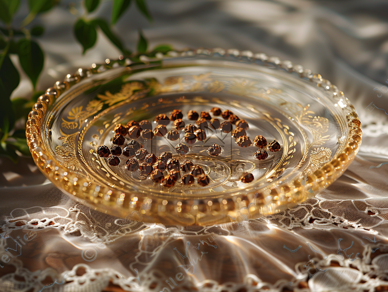 Peppercorns Floating in Glass Bowl under Natural Light