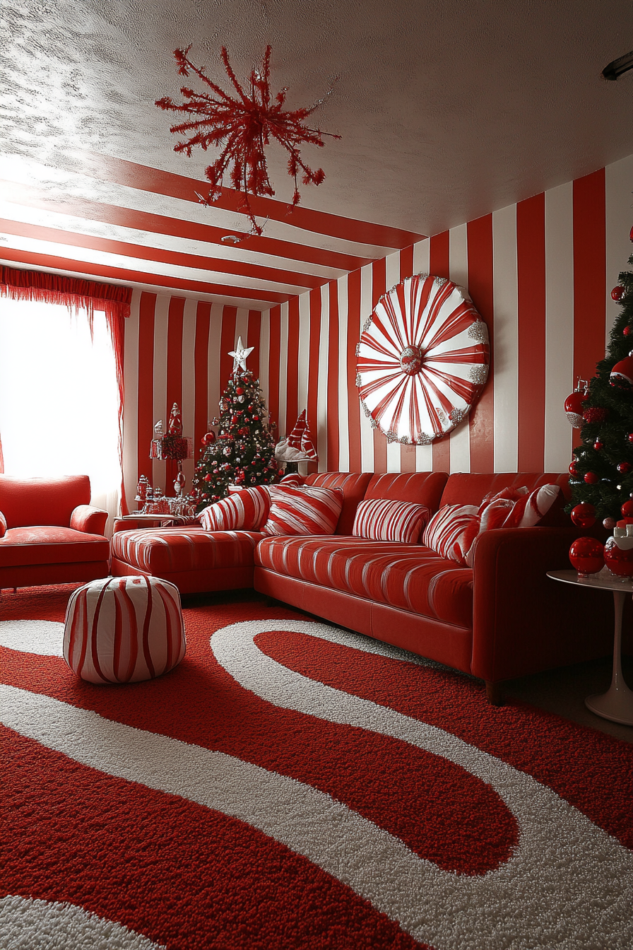 Peppermint Twist Living Room: Festive Holiday Decor Inspiration