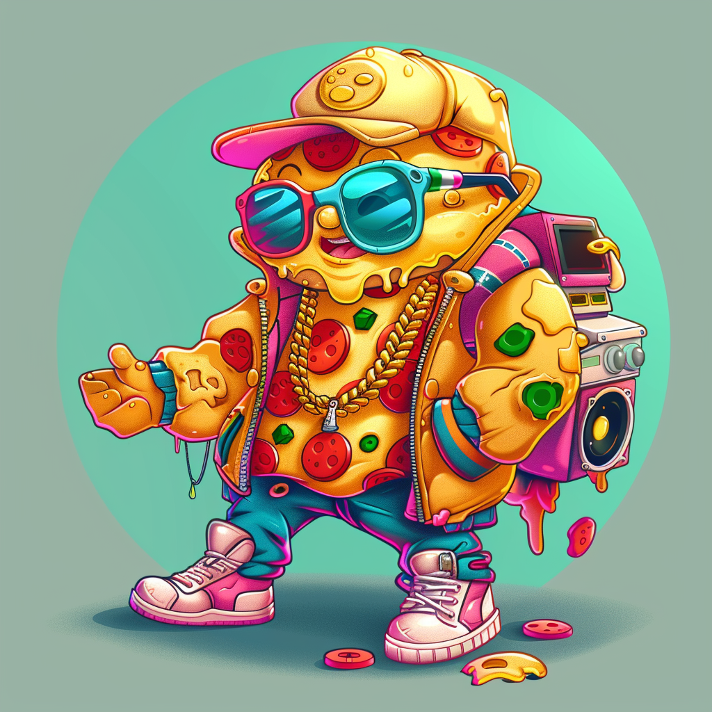 Peppy Pizza Slice: 90s Cartoon Character