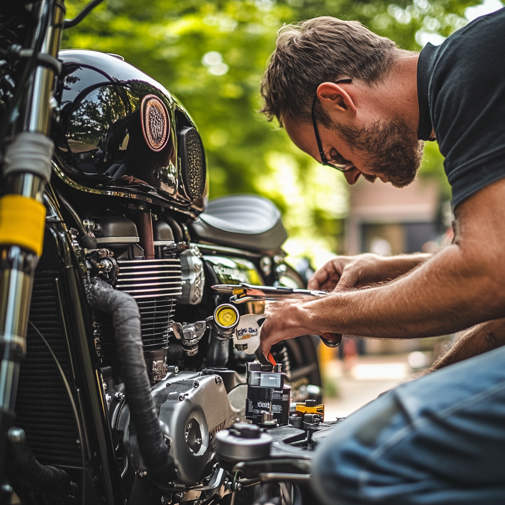 Person in Netherlands prepares European motorcycle for summer.