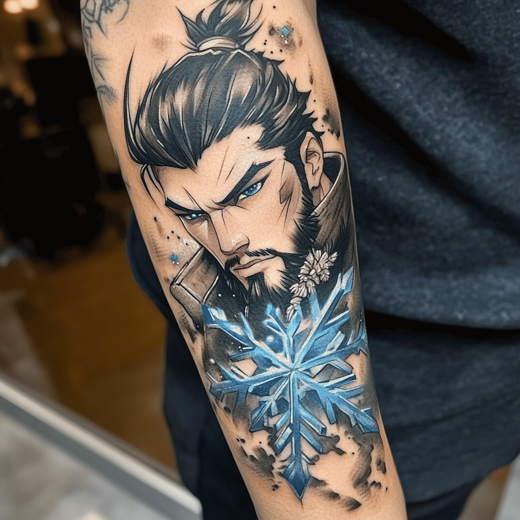 Photorealistic Hanzo Overwatch Tattoo on Caucasian Forearm