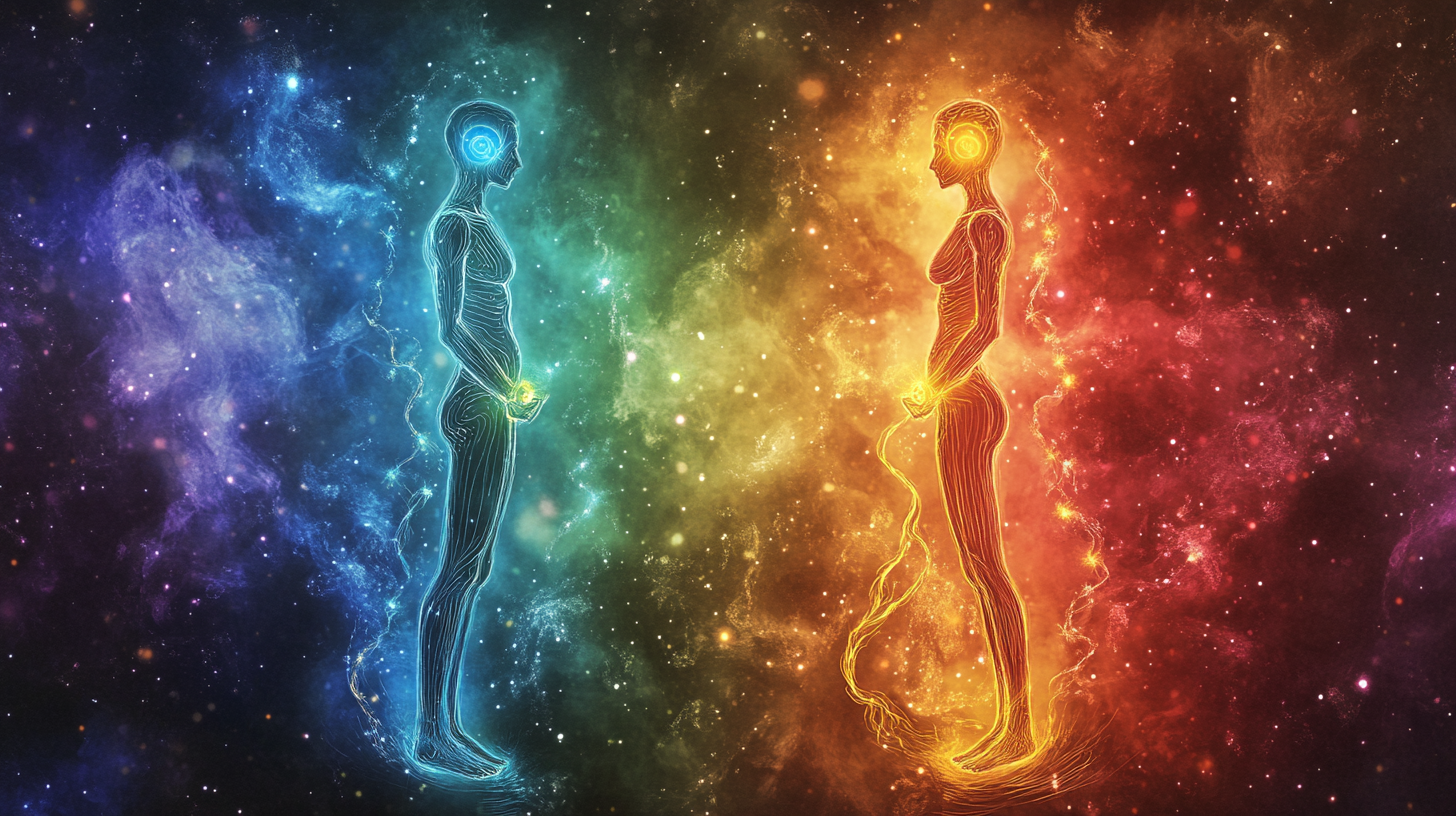 Photorealistic Man and Woman with Chakras, Energy 16:9