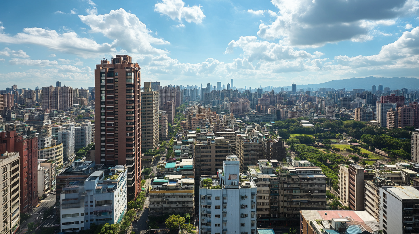 Photos of Taipei City show urban density contrast.