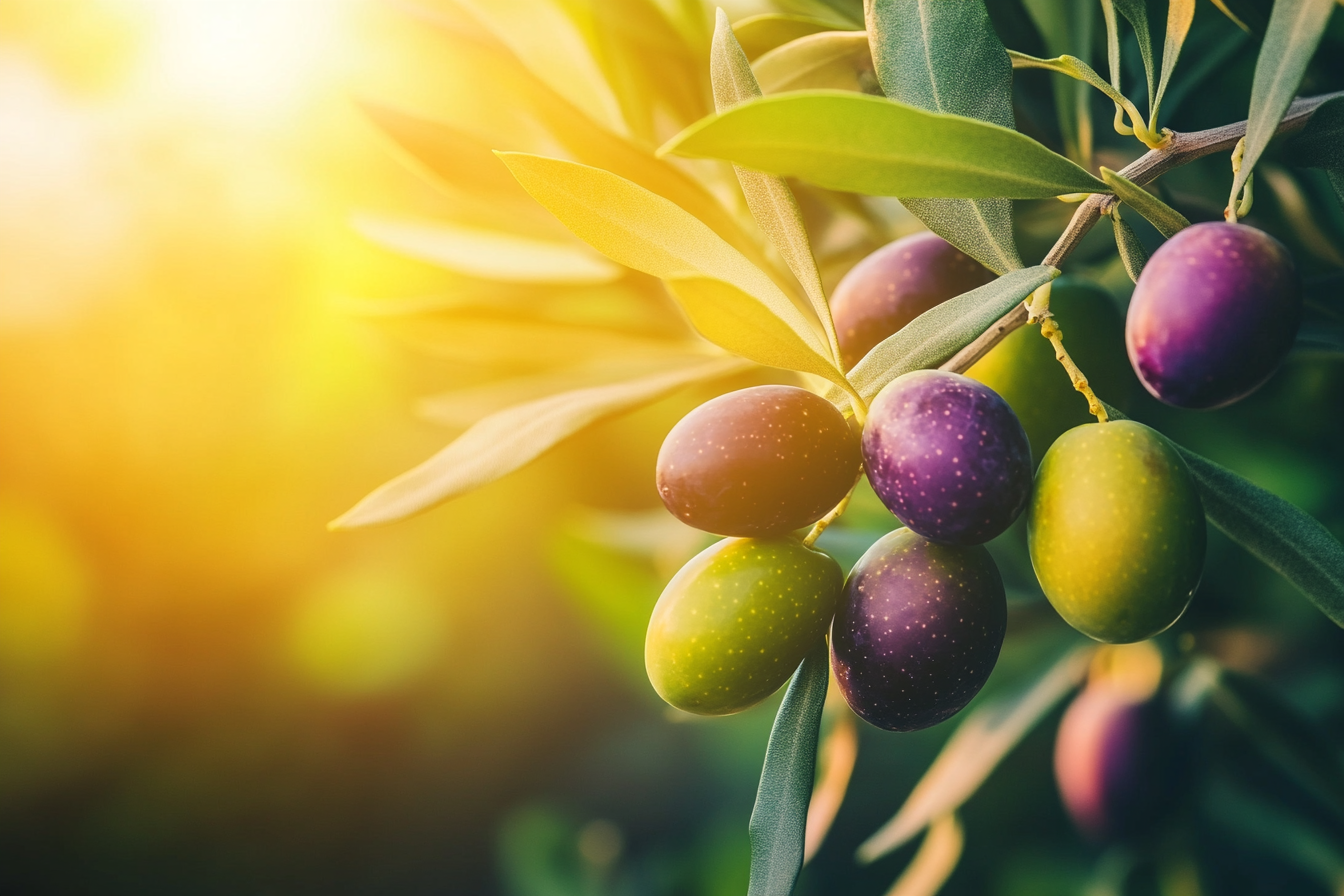 Picking Green and Purple Olives From Branches