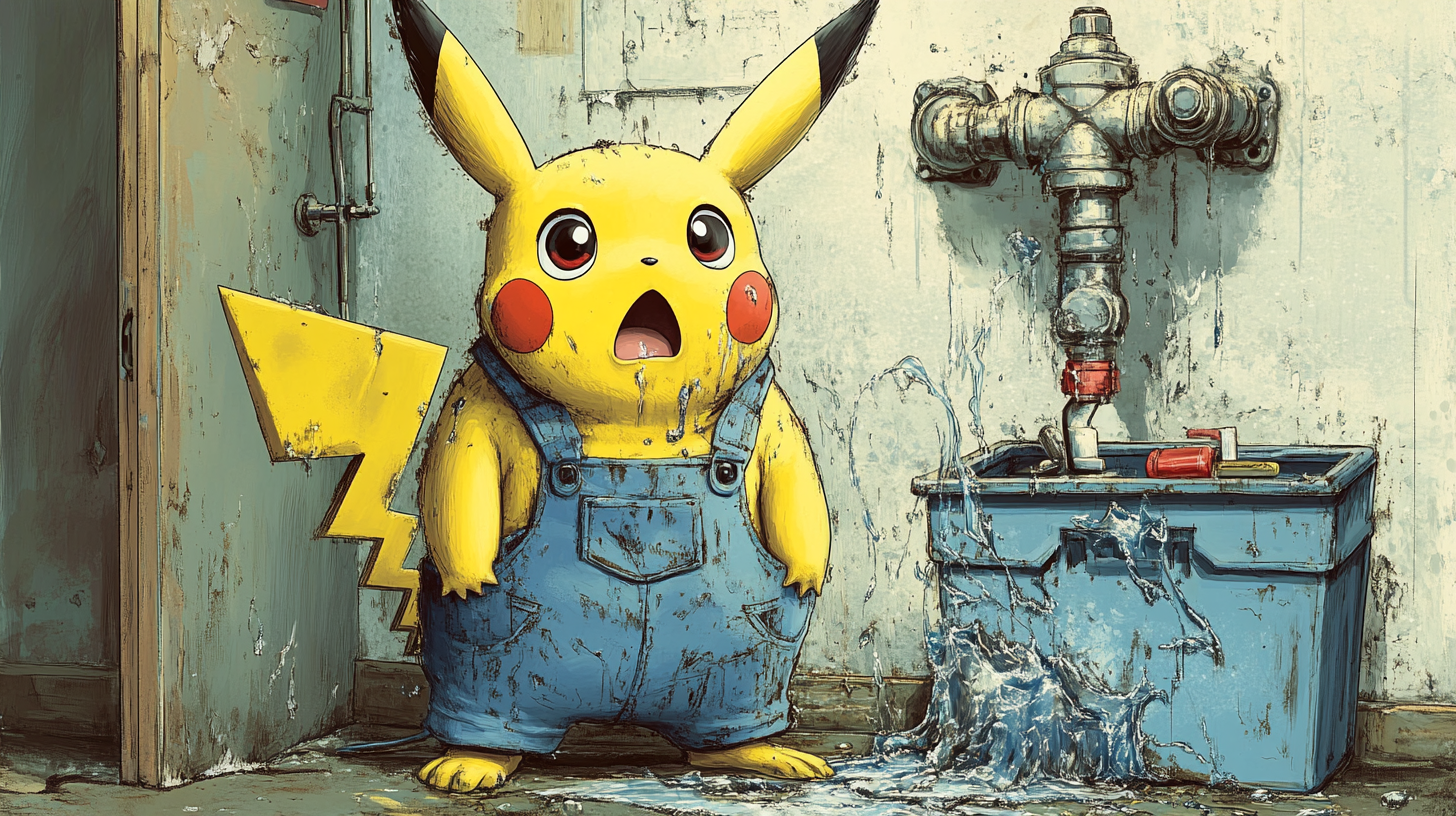 Pikachu The Plumber Finds Burst Pipe Emergency