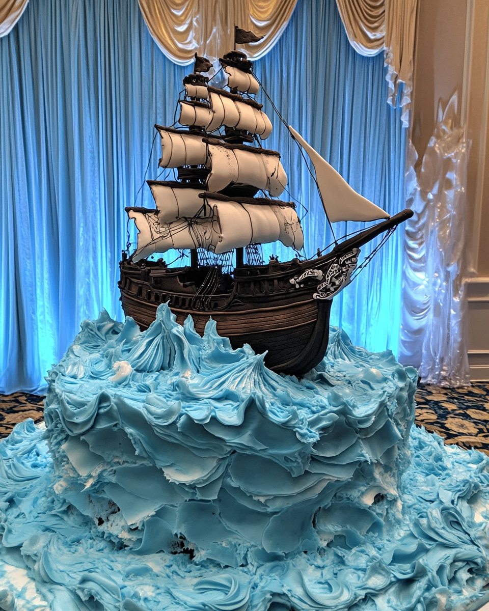 Pirate Ship Cake on Sea