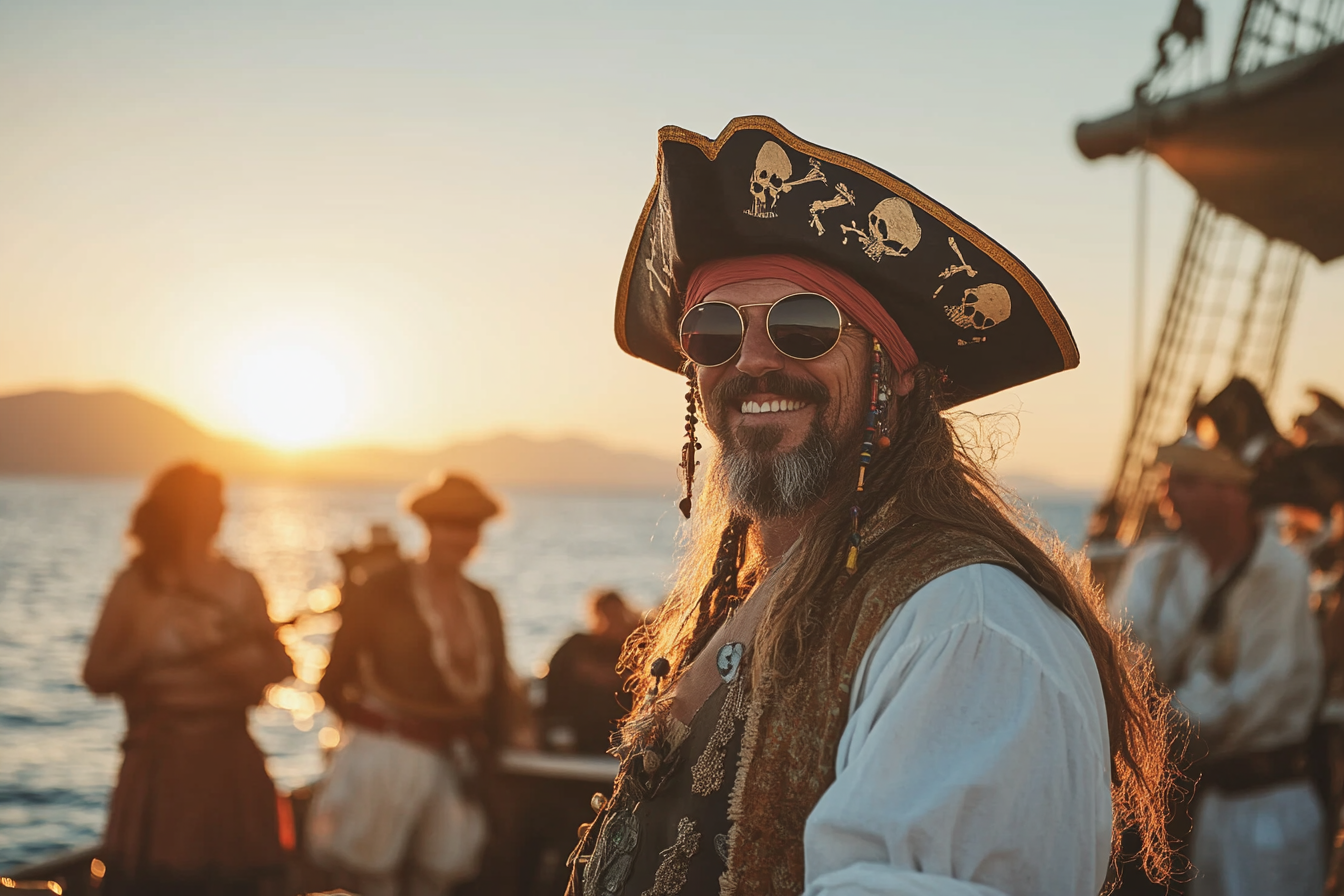 Pirate theme yacht charter with treasure hunt activity on Greek islands.