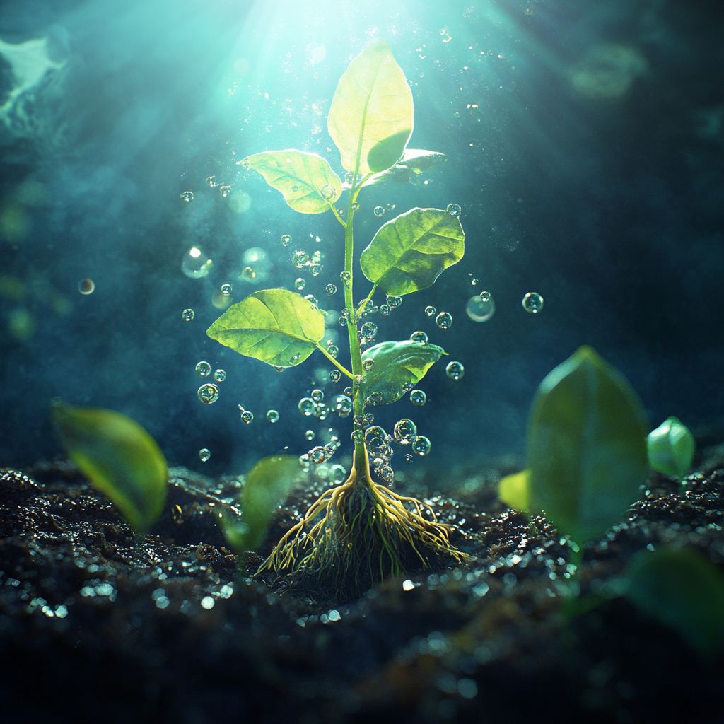 Plant Performing Photosynthesis under a Blue Sky