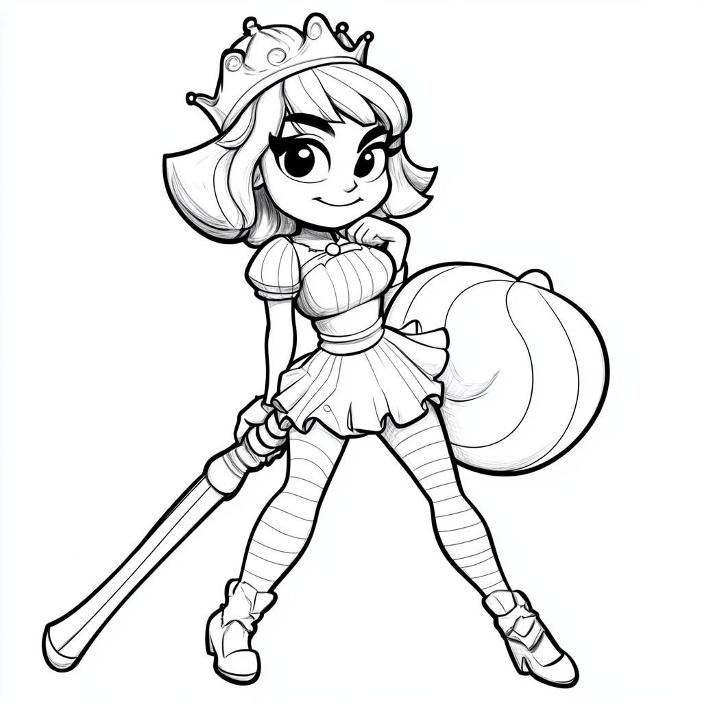 Playful Mandy with lollipop weapon in bold drawing