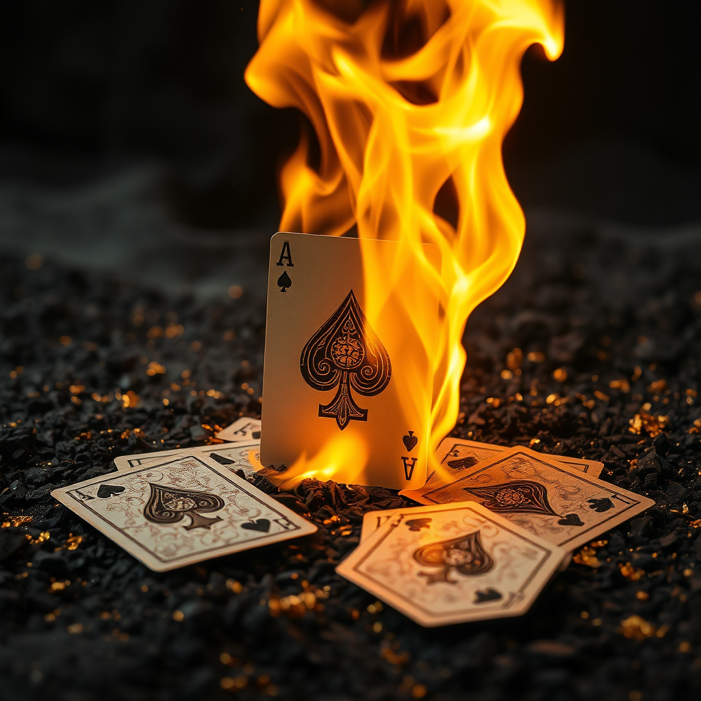 Playing Cards Emblazoned with Flames