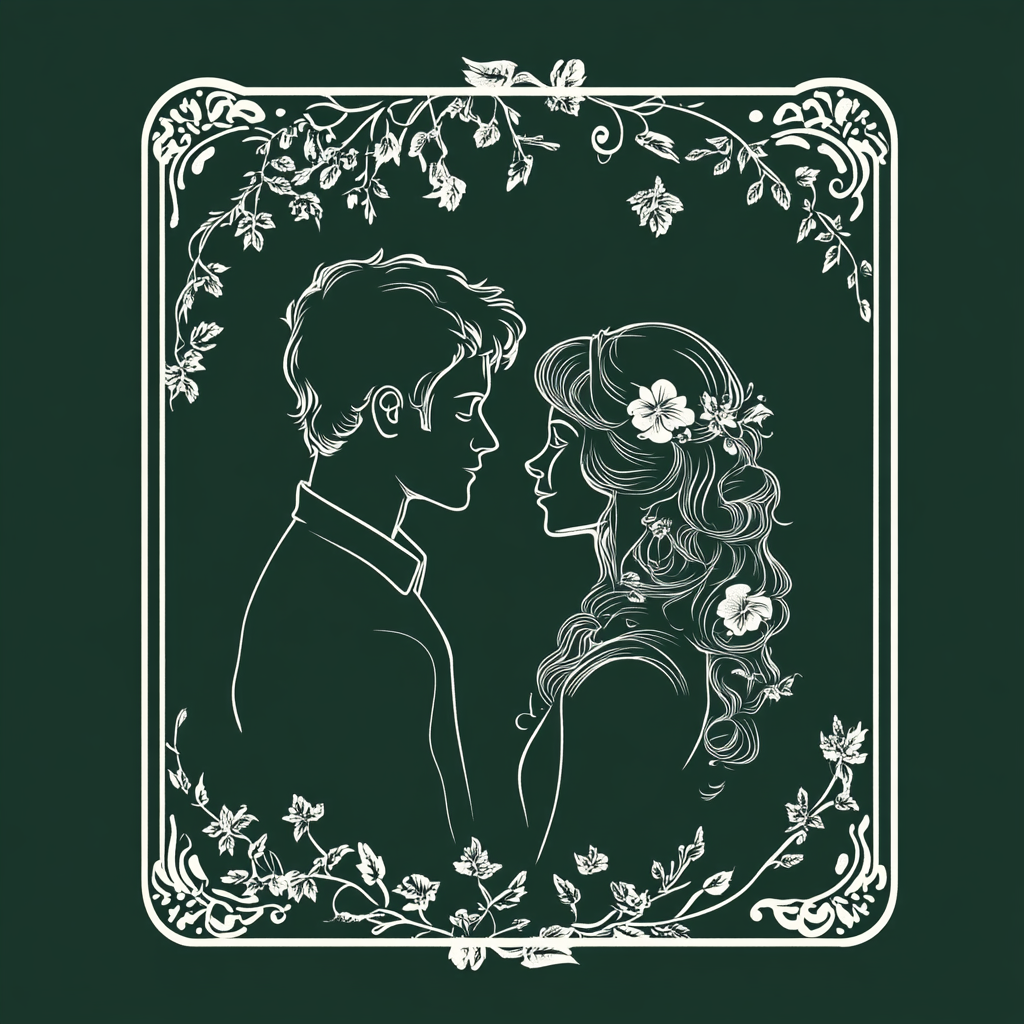 Playing card design with couple in love profile.