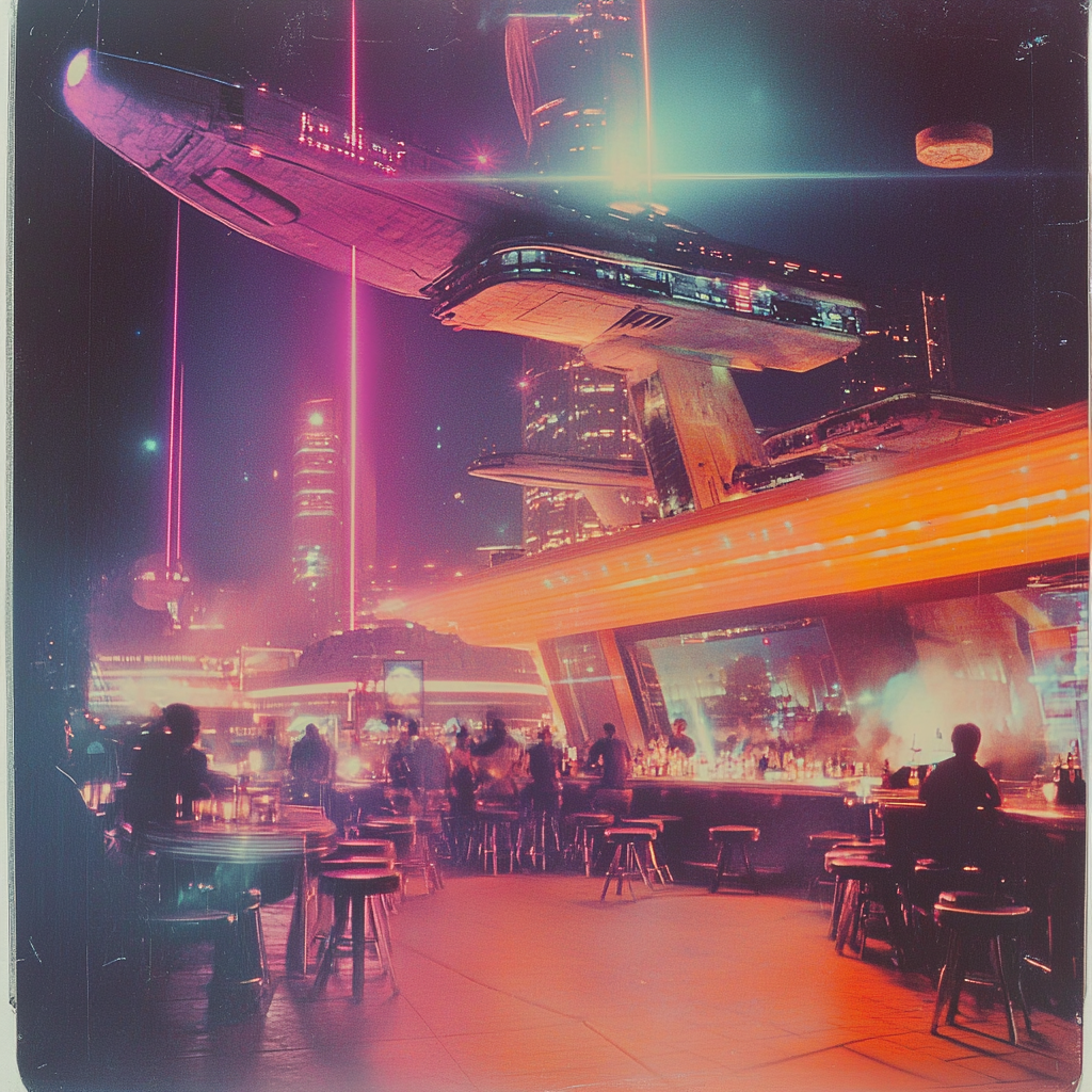 Polaroid of Funky Party at Futuristic Bar