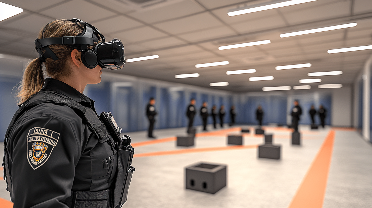 Police officers train in VR arena with movable elements