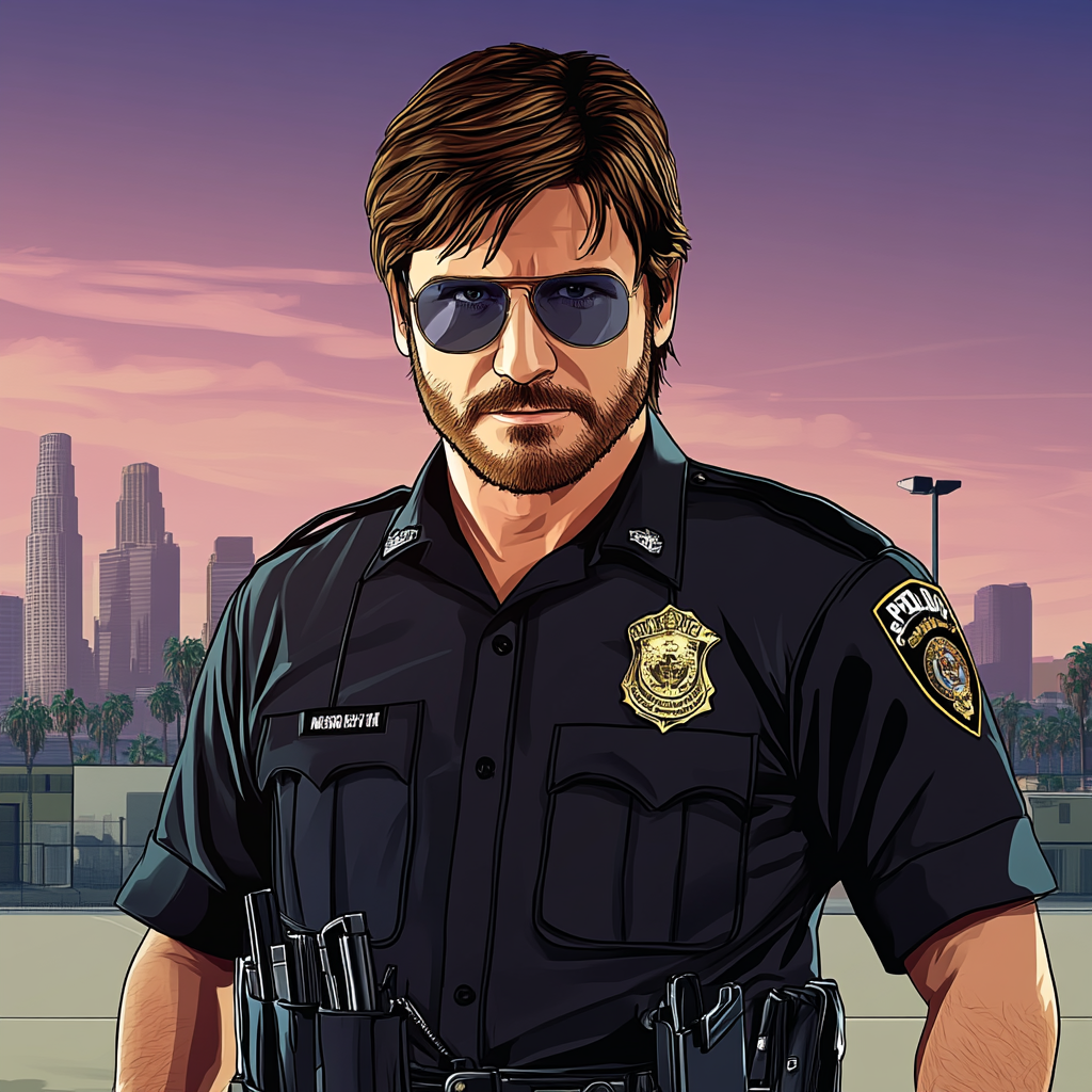 Policeman in LA with GTA V style