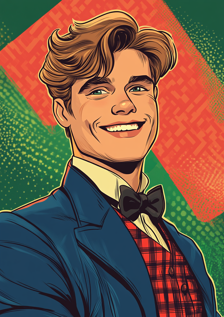 Pop Art illustration of young man in smiling pose.