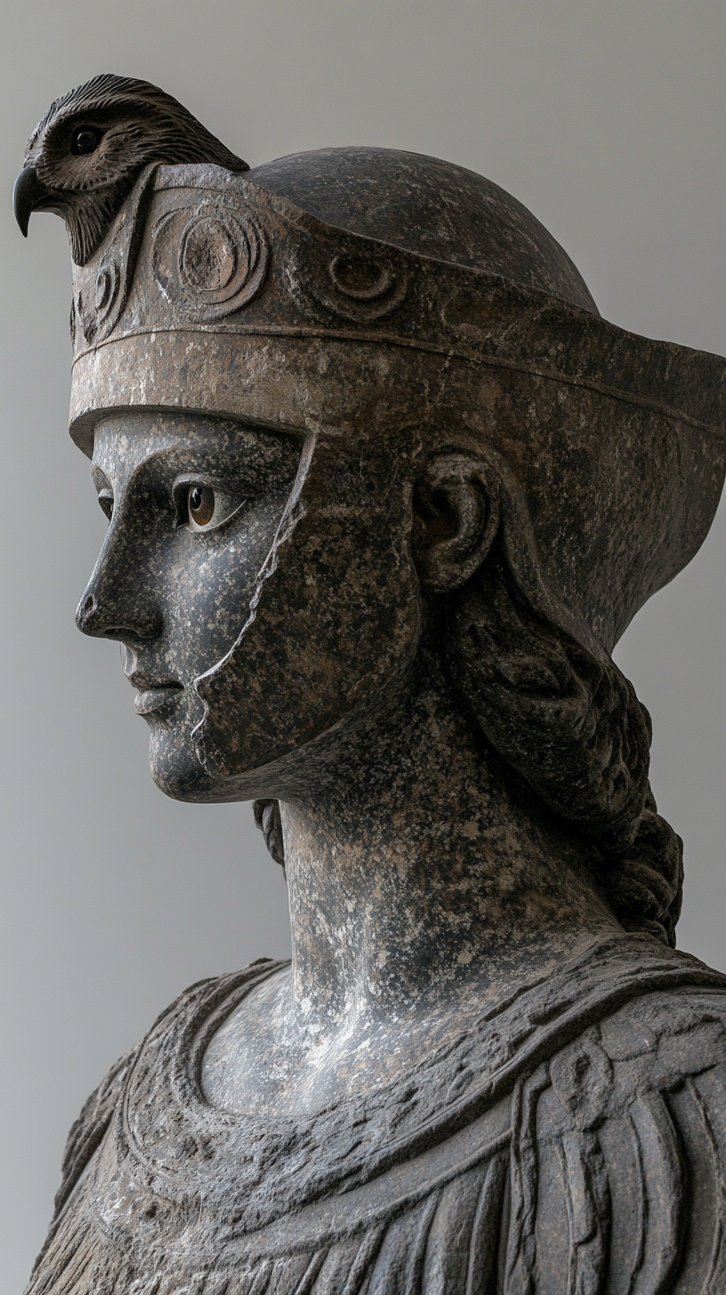 Portrait of Athena with Owl Helmet, Reflecting Intelligence