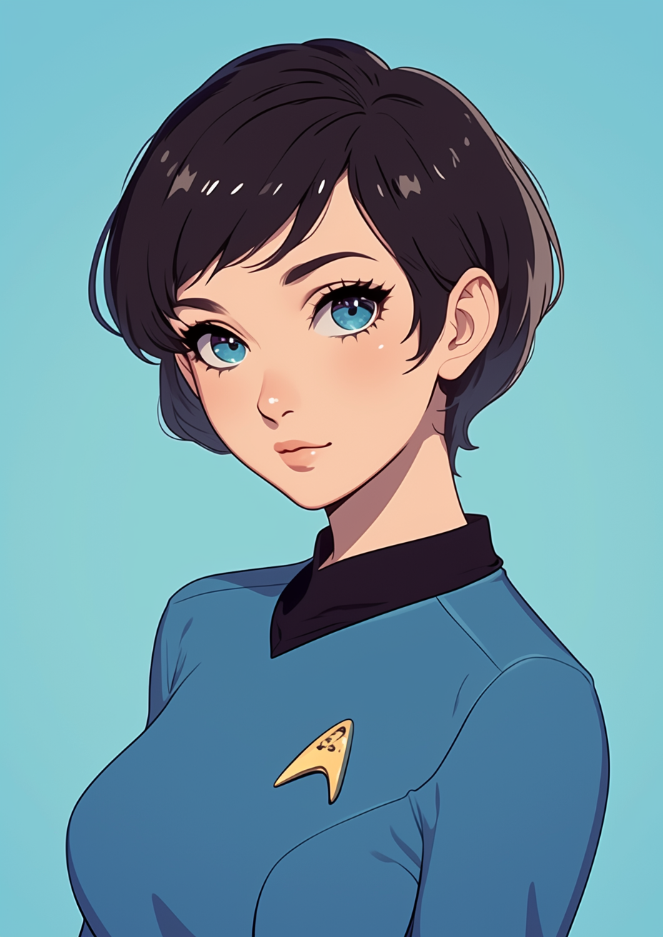 Portrait of Cute Japanese Woman in Star Trek Uniform