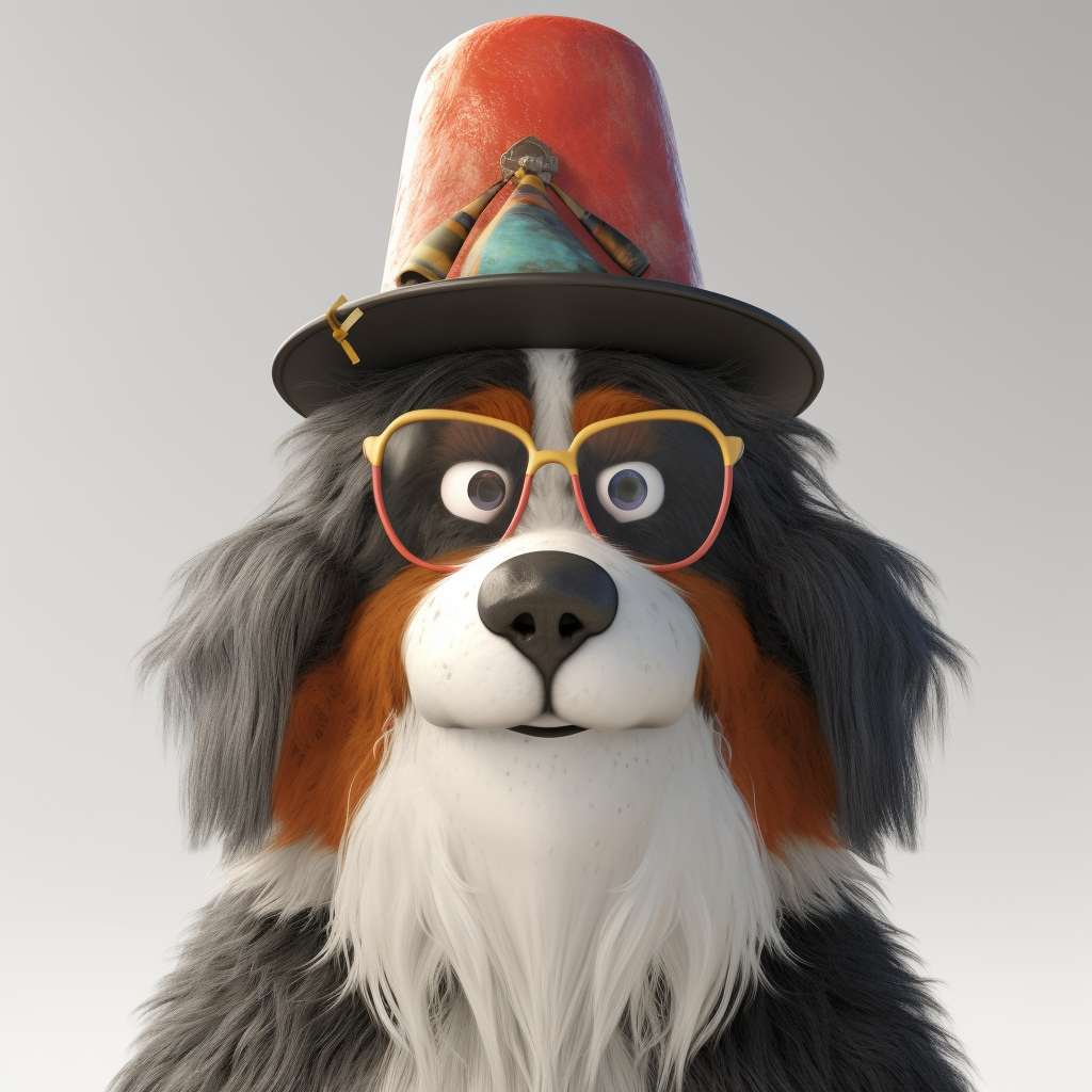 Portrait of Disney Pixar 3D Dog Clown