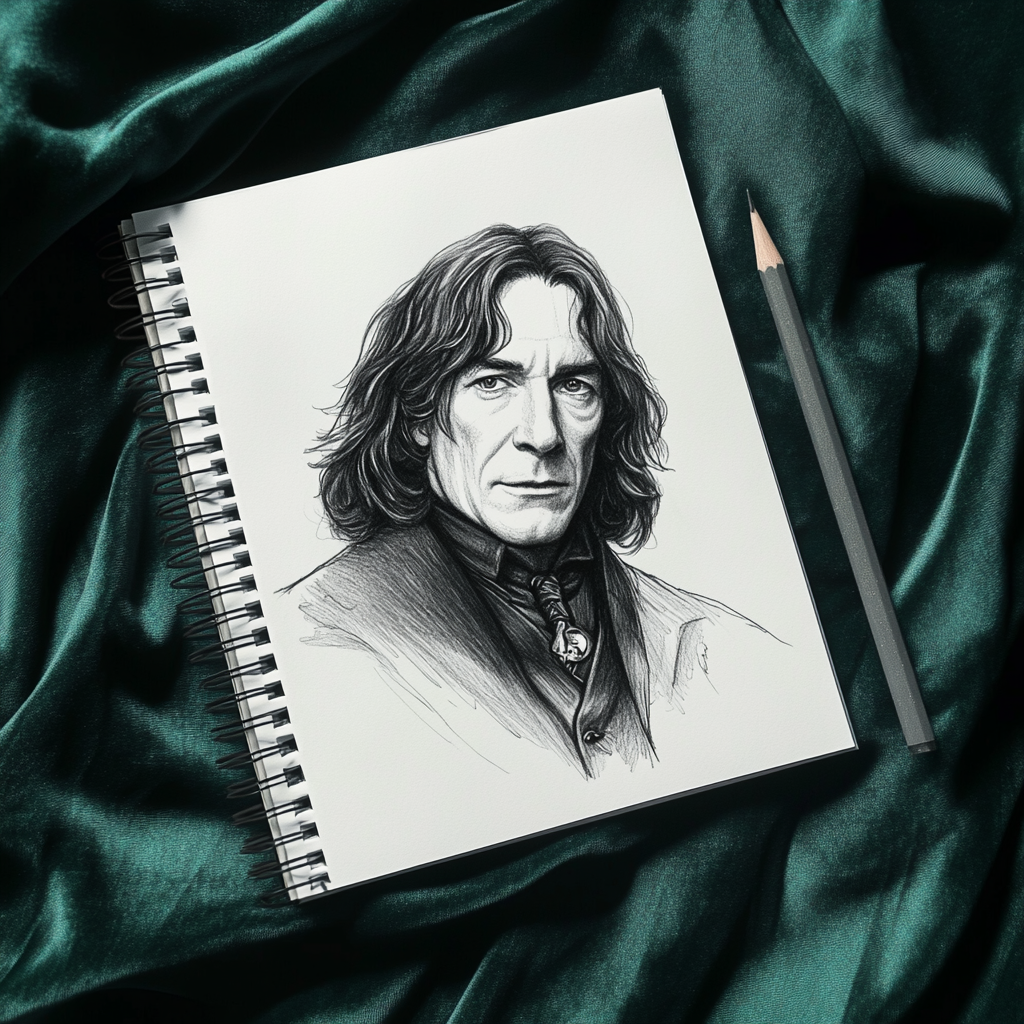 Portrait of Handsome Severus Snape in Pencil Sketch