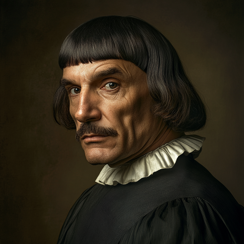 Portrait of René Descartes in GQ magazine cover.