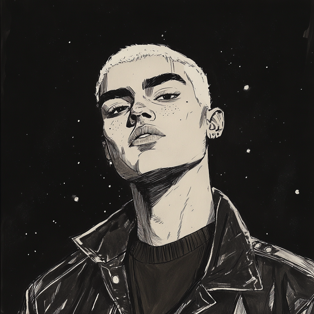 Portrait of a Hispanic male in sci-fi clothes