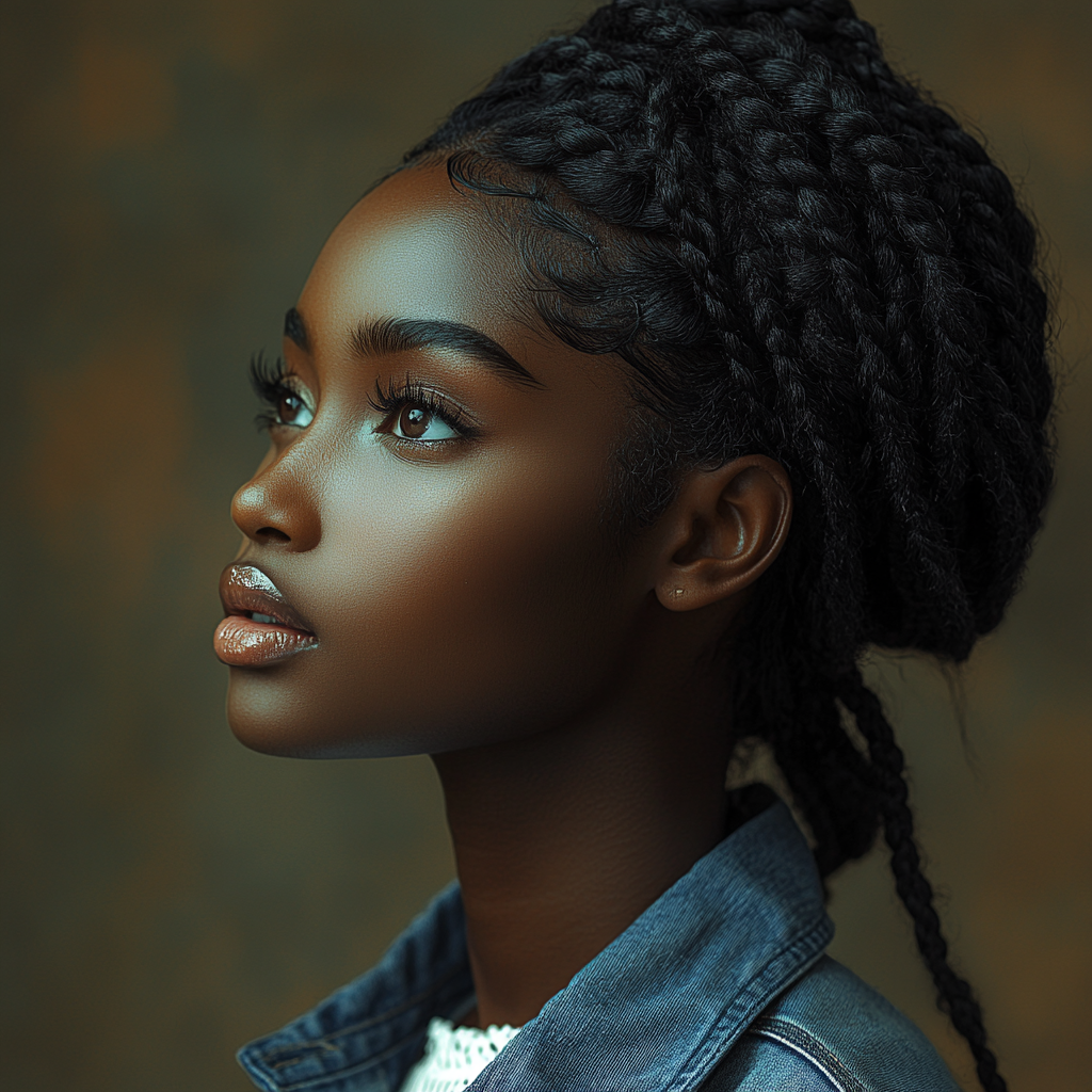 Portrait of a beautiful African woman with braided hair.