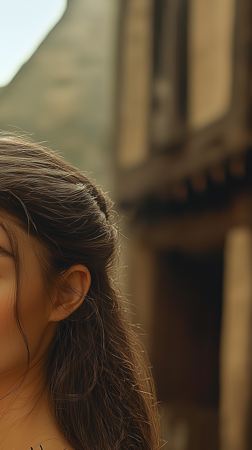 Portrait of a young Audrey Hepburn in medieval Bree.