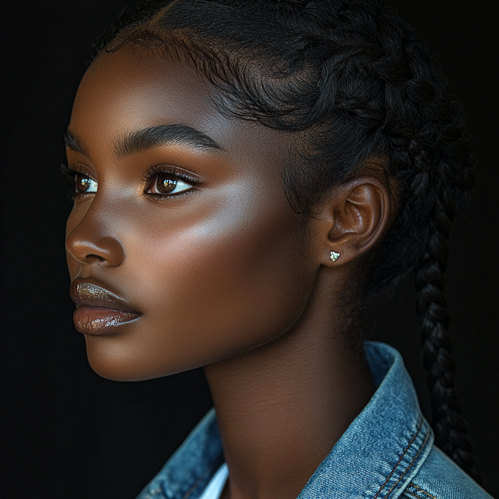 Portrait of beautiful African woman in studio lighting