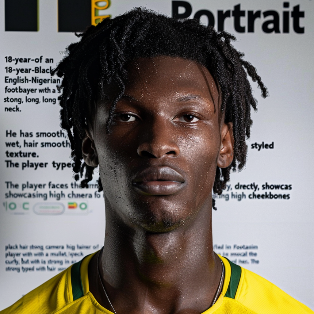 Portrait of serious 18-year-old Black football player.