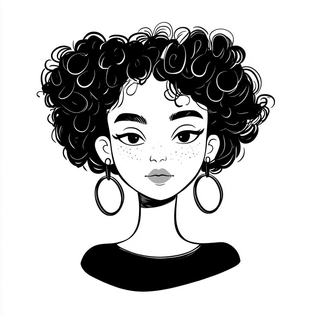 Portrait of woman with curly hair and earrings