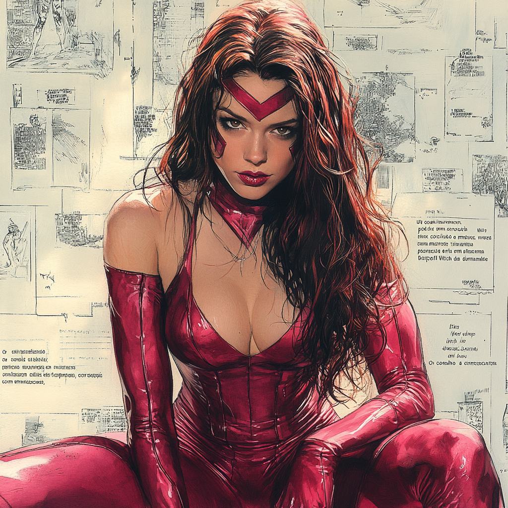 Powerful Scarlet Witch Rabbit: Muscular, Magical, Dominant Pose