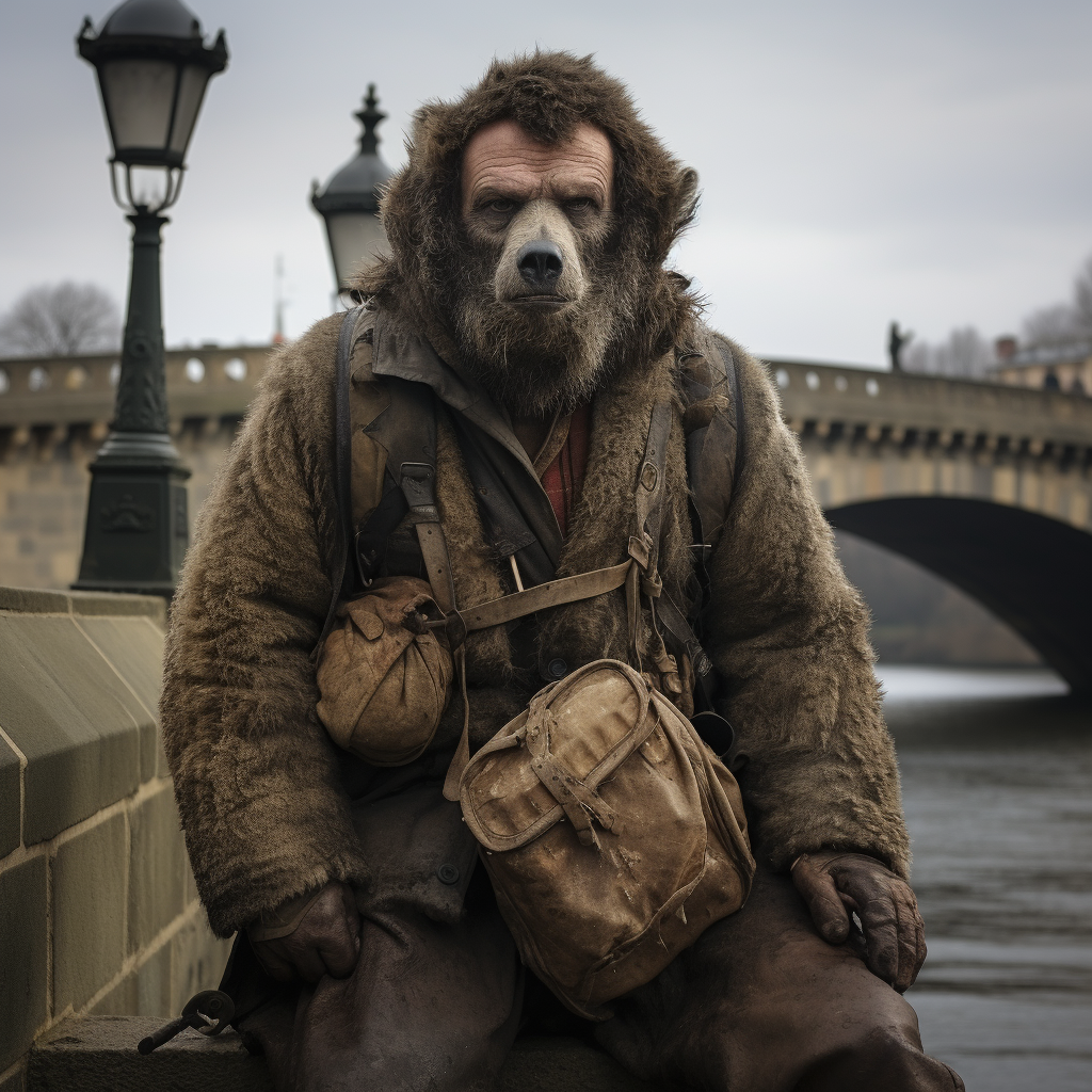 Bearded man on Prague's Charles Bridge