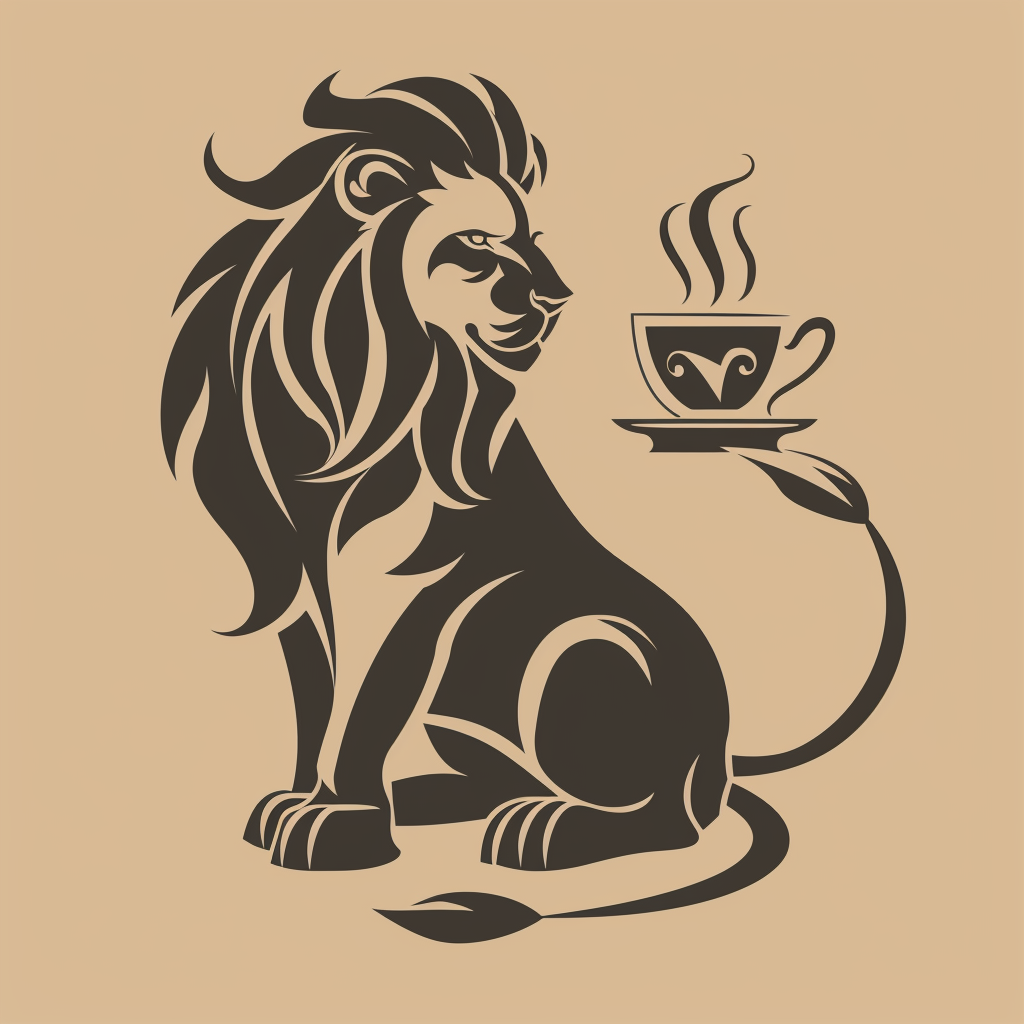 Premier League lion logo with tea cup, elegant touch.