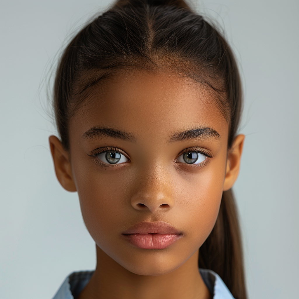 Professional close-up portrait of African American teen.