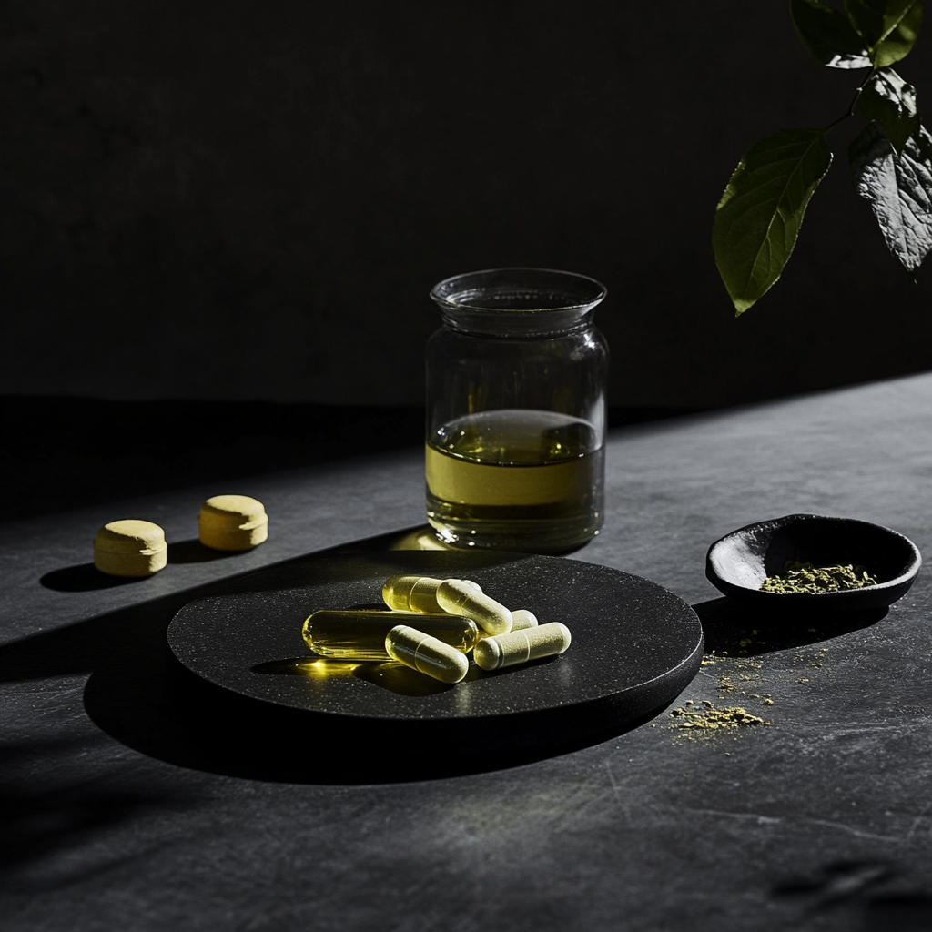 Professional photographer documents herbal supplement in hyper realistic 16k.