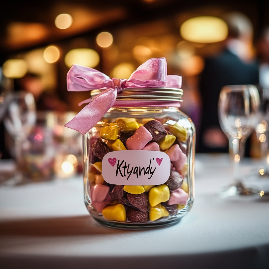 Professional sugar free Katie's Kandy jar logo