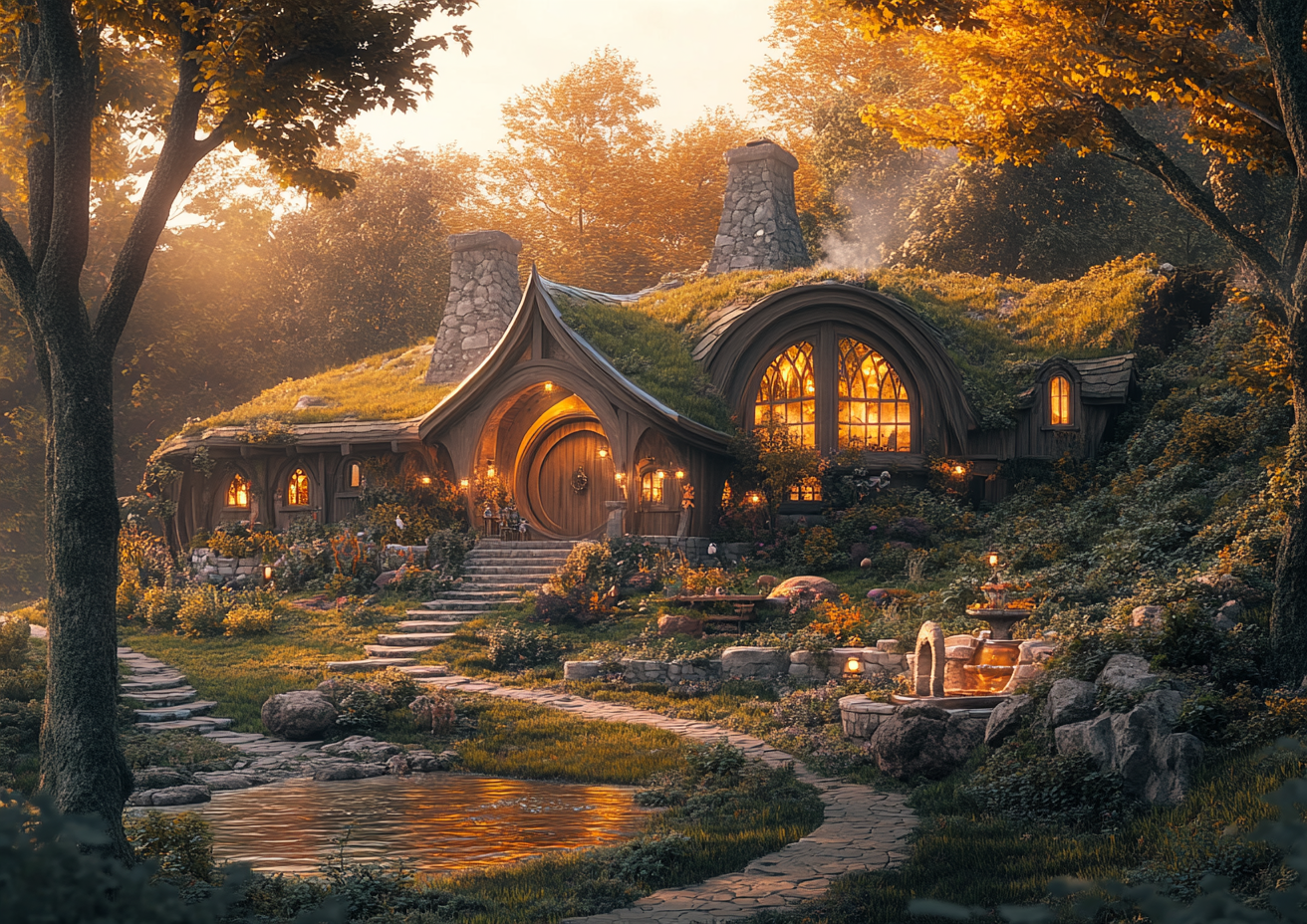 Psychedelic Hobbit-Style House in Woods with Garden 