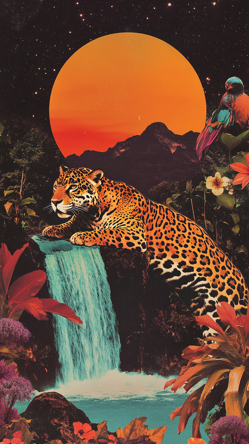 Psychedelic Jaguar Roaming in Alien World