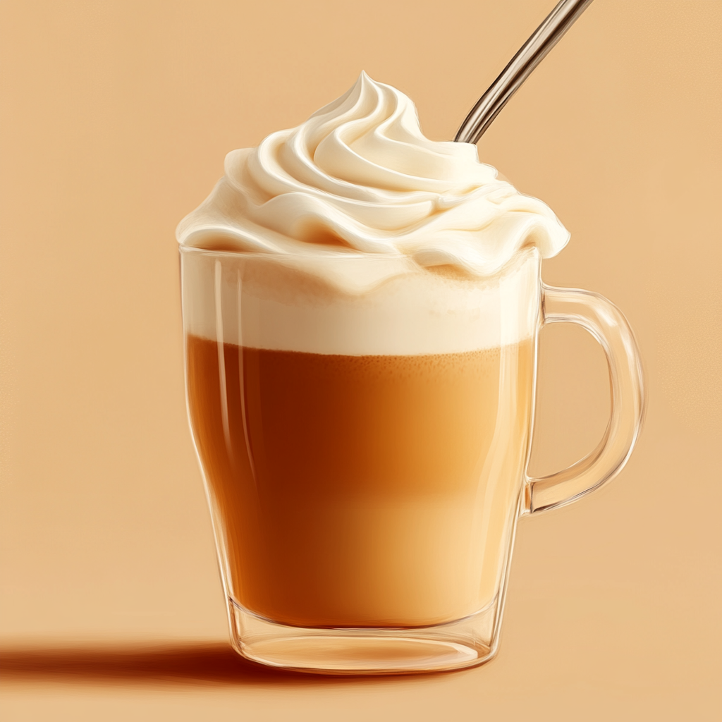 Pumpkin Spiced Latte with Cream Foam, Warm Background