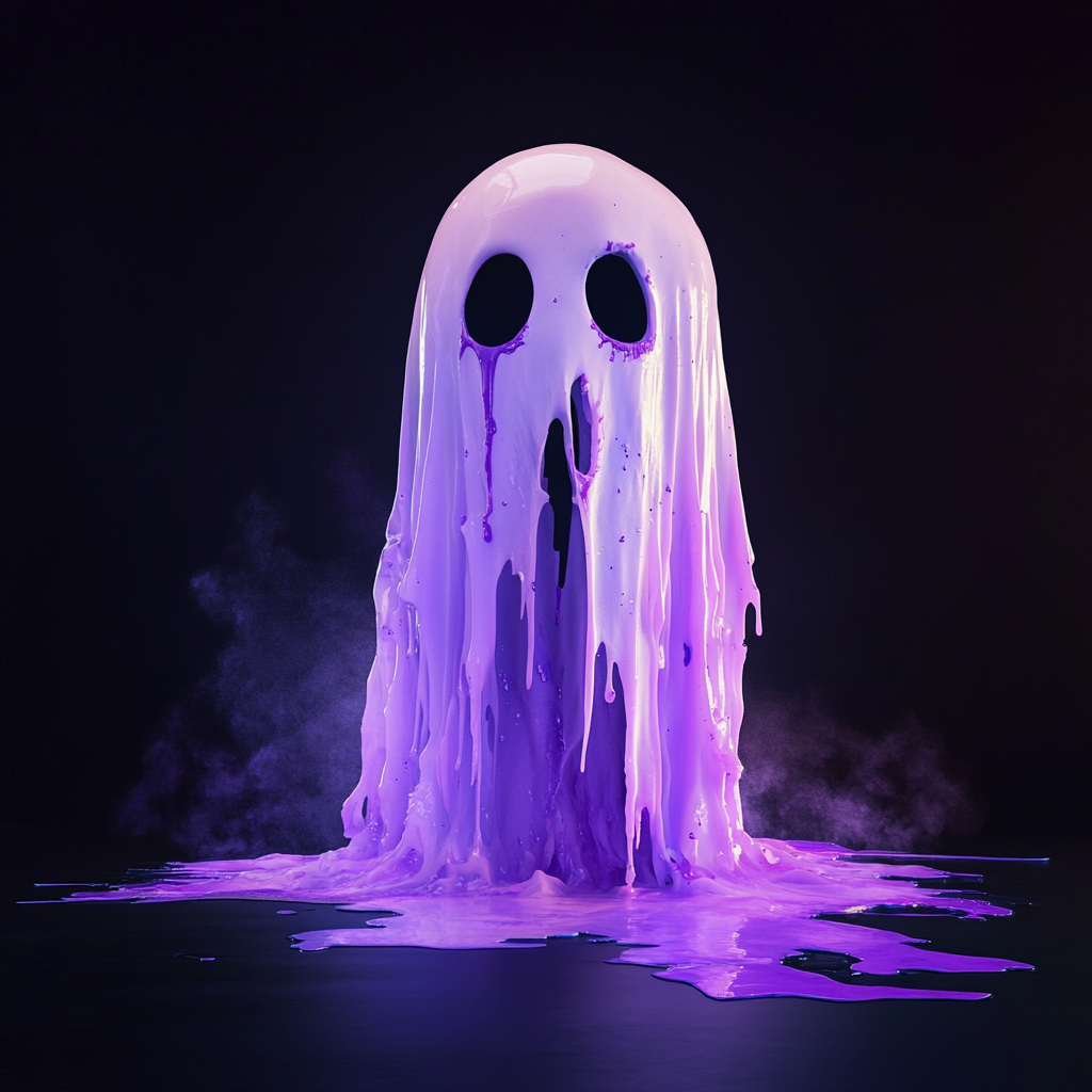 Purple liquid drips from Pixar-style ghost