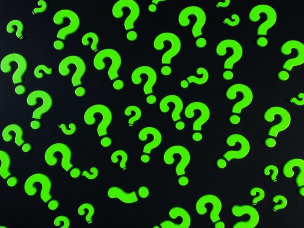 Question Marks on Green Background