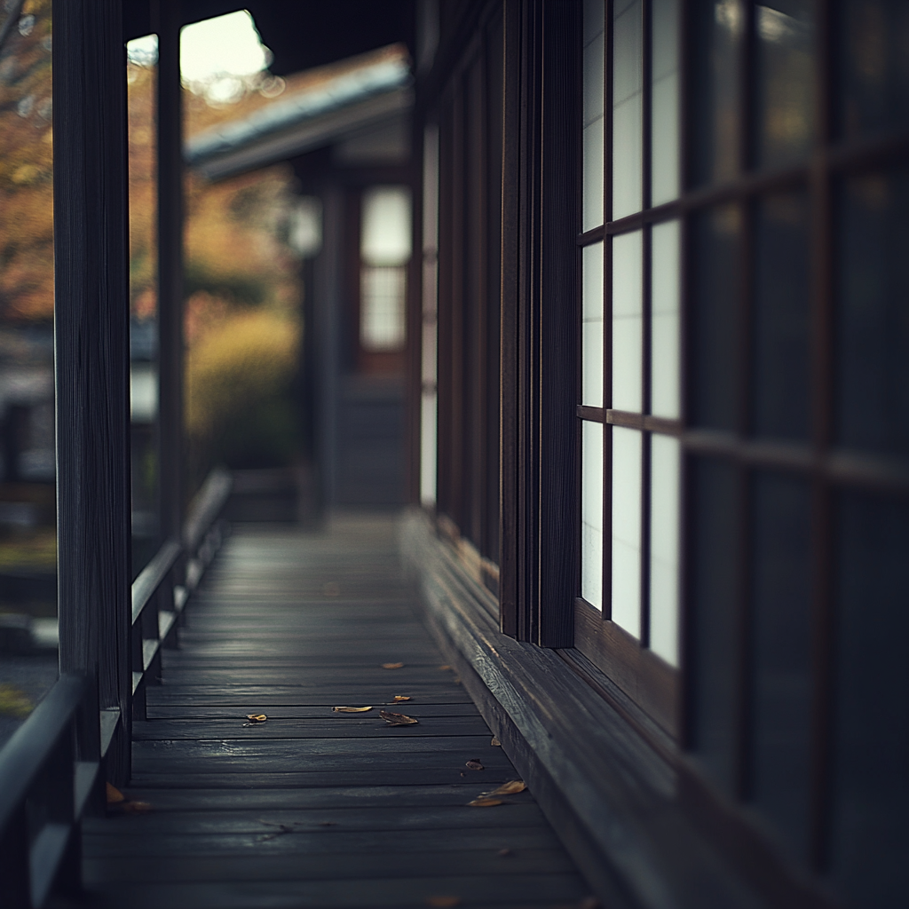 Quiet Japanese Porch on Cool Autumn Day